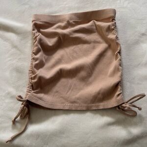 Tan Ribbed Skirt with Ties